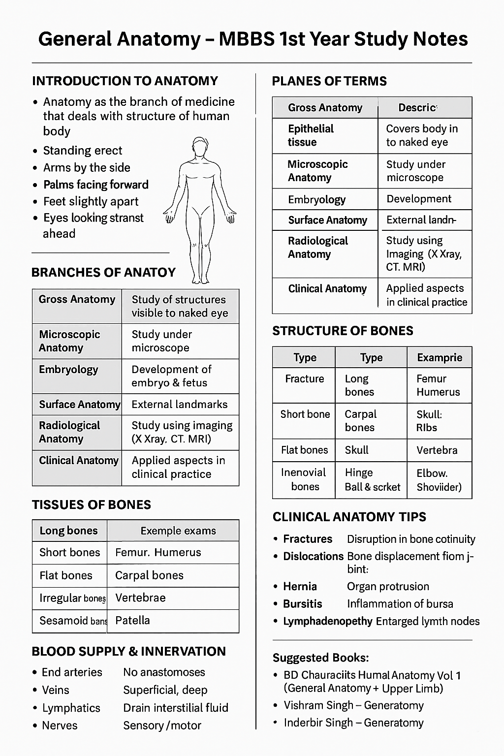 General Anatomy - MBBS 1st Year Study Notes